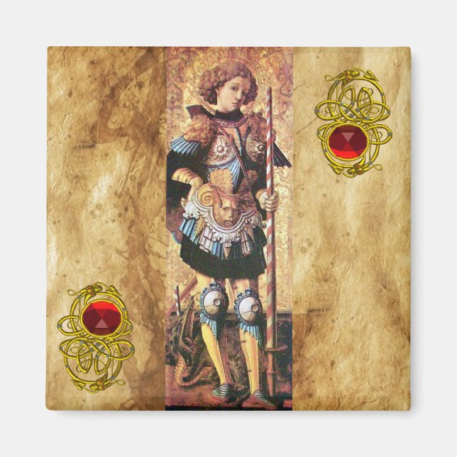 SAINT GEORGE UND DRAGON, rot ruby Magnet (Vorne)
