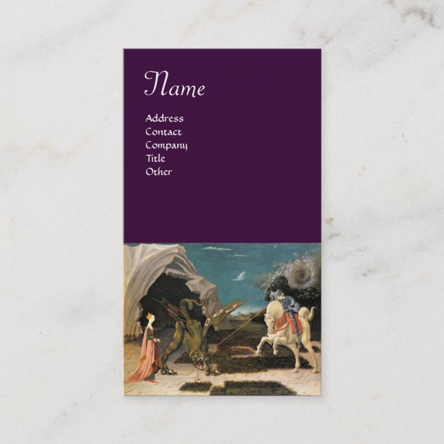 SAINT GEORGE UND THE DRAGON, braun, blau, lila Visitenkarte (Vorderseite)