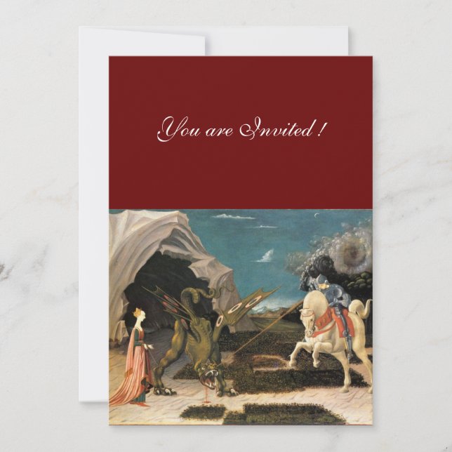 SAINT GEORGE UND THE DRAGON, braun, blau, schwarz Einladung (Vorderseite)