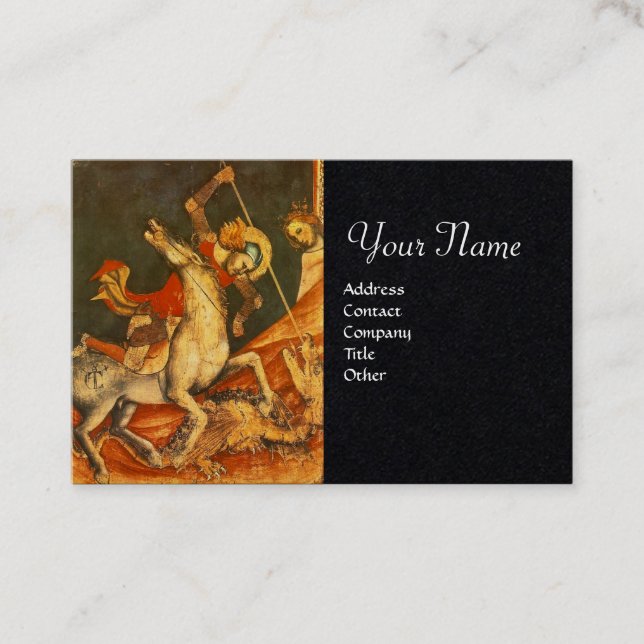 Saint George's Battle, Dragon Monogram Black Paper Visitenkarte (Vorderseite)