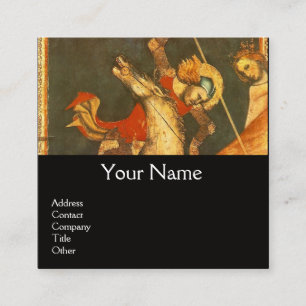 Saint George's Battle, Dragon Monogram Black Quadratische Visitenkarte