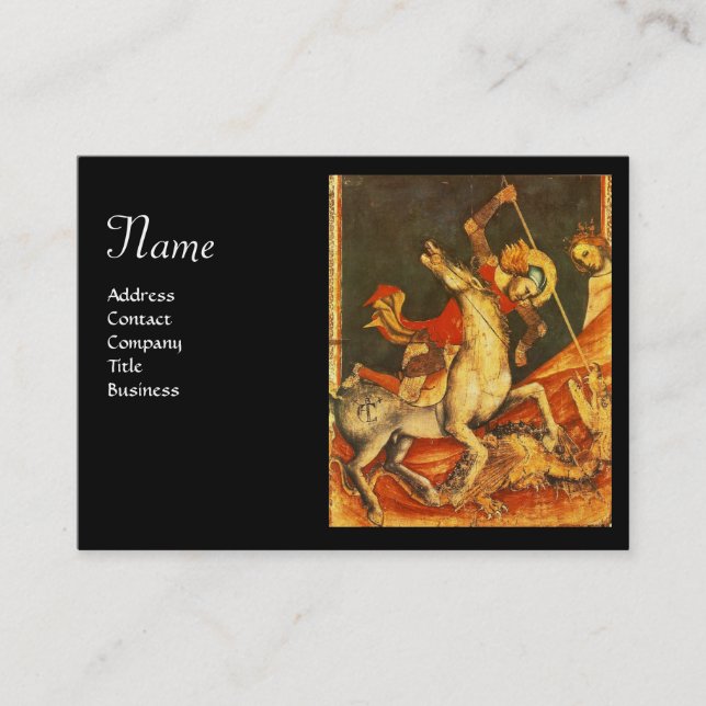 Saint George's Battle & Dragon Monogram Gold Black Visitenkarte (Vorderseite)