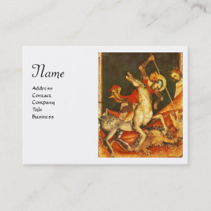 Saint George's Battle & Dragon Monogram, White Visitenkarte