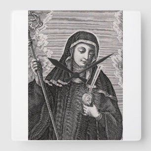 Saint Gertrude, der Mystiker der großen deutschen  Quadratische Wanduhr