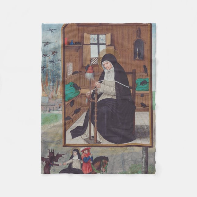 Saint Gertrude Helfta von Simon Bening Fleecedecke (Vorderseite)