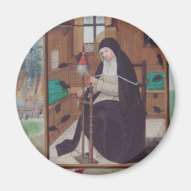 Saint Gertrude Helfta von Simon Bening Magnet (Vorne)