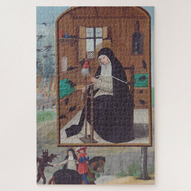 Saint Gertrude Helfta von Simon Bening Puzzle (Vertikal)
