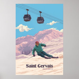 Saint Gervais Skigebiet Reiseplakat Poster