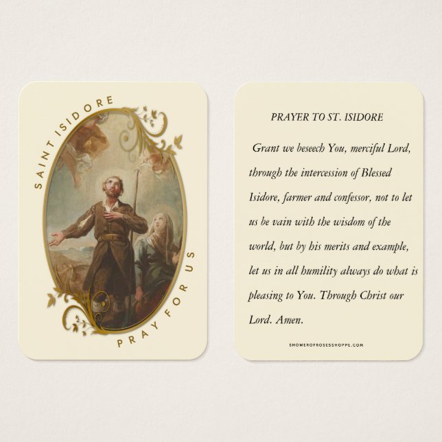 Saint Isidore Bauer Laborer Religious Gebet (Vorne & Hinten)