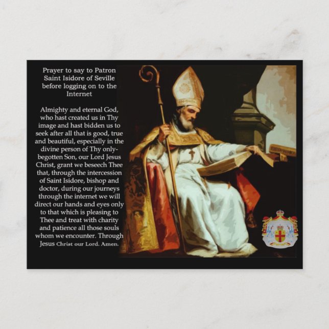Saint Isidore von Sevilla Postkarte (Vorderseite)