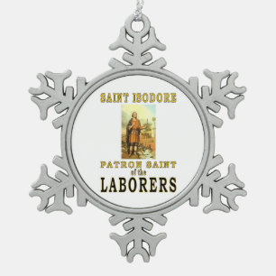 SAINT ISODORE SCHNEEFLOCKEN Zinn-Ornament