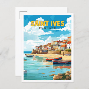 Saint Ives England Vintage Illustration Postkarte
