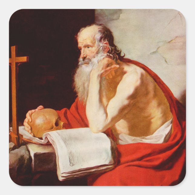 Saint Jerome Quadratischer Aufkleber (Vorderseite)