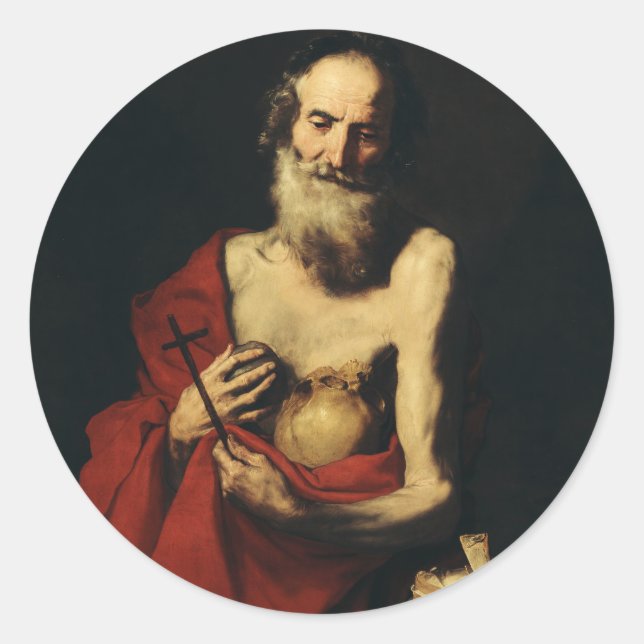 Saint Jerome von Jusepe de Ribera Runder Aufkleber (Vorderseite)