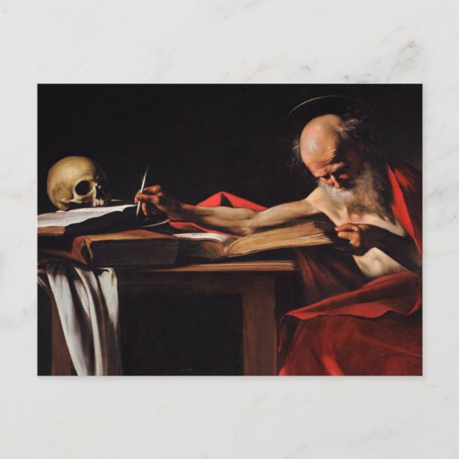 Saint Jerome Writing 1606 By Caravaggio Postkarte (Vorderseite)