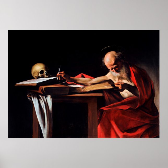 Saint Jerome Writing by Caravaggio (1606) Poster (Vorne)