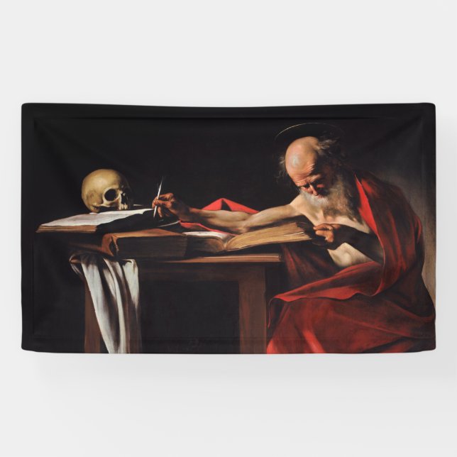 Saint Jerome Writing (von Caravaggio) Banner (Horizontal)