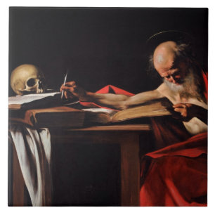 Saint Jerome Writing (von Caravaggio) Fliese