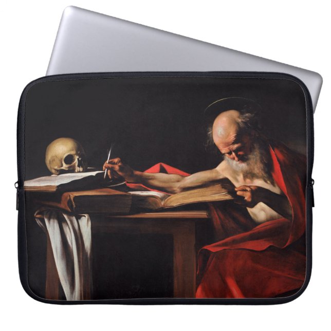 Saint Jerome Writing (von Caravaggio) Laptopschutzhülle (Vorderseite)