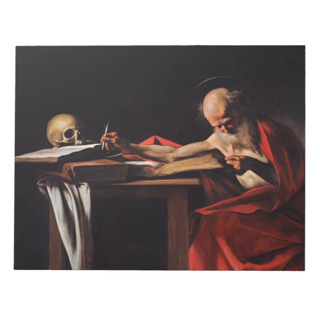 Saint Jerome Writing (von Caravaggio) Notizblock (Vorderseite)