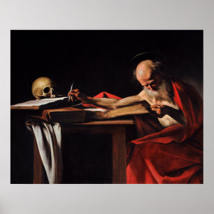 Saint Jerome Writing (von Caravaggio) Poster