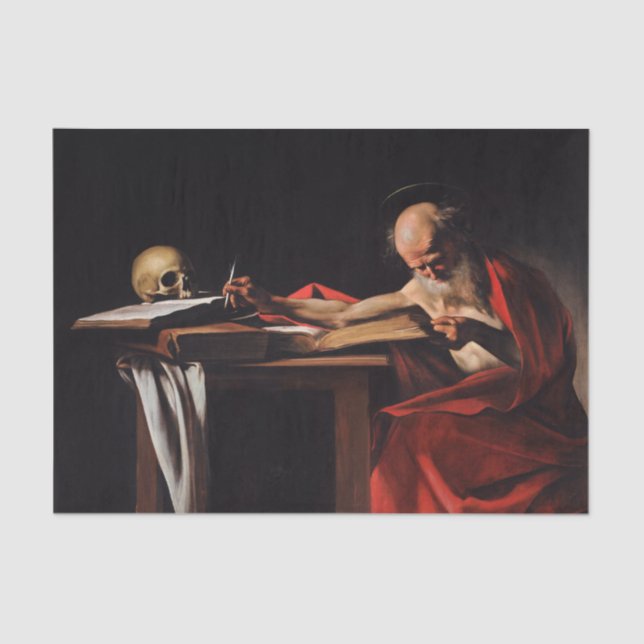 Saint Jerome Writing (von Caravaggio) Seidenpapier (Vorderseite)