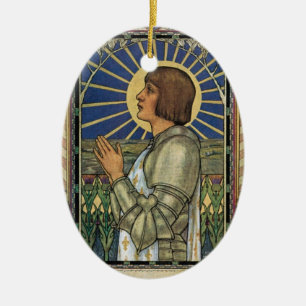 Saint Joan von Arc gestettetes Glas Bild Keramik Ornament