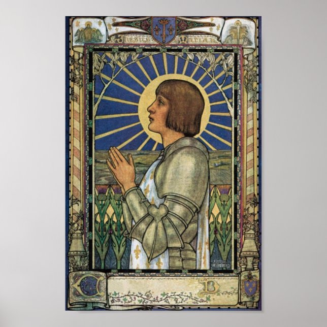 Saint Joan von Arc gestettetes Glas Bild Poster (Vorne)