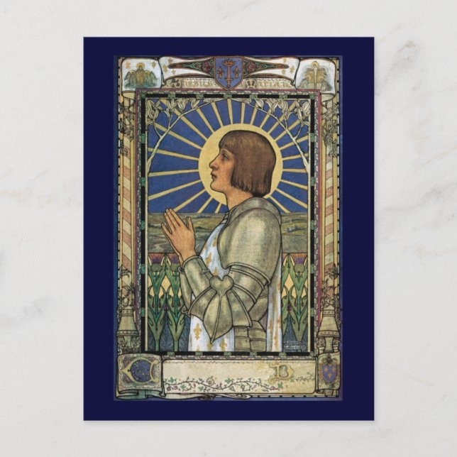 Saint Joan von Arc gestettetes Glas Bild Postkarte (Vorderseite)