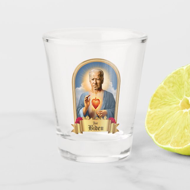 Saint Joe Biden Prayer Candle Schnapsglas (Vorderseite)