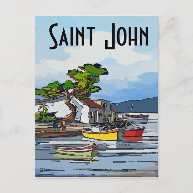 Saint John Island, editierter Text Postkarte (Vorderseite)