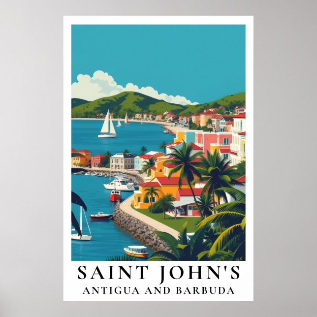 Saint John's Antigua and Barbuda Vintage Travel Poster (Vorne)