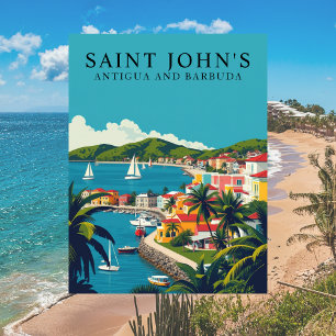 Saint John's, Antigua und Barbuda Retro Art Postkarte