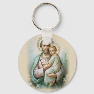 Saint Joseph Baby Jesus Traditionelle Lilie Schlüsselanhänger