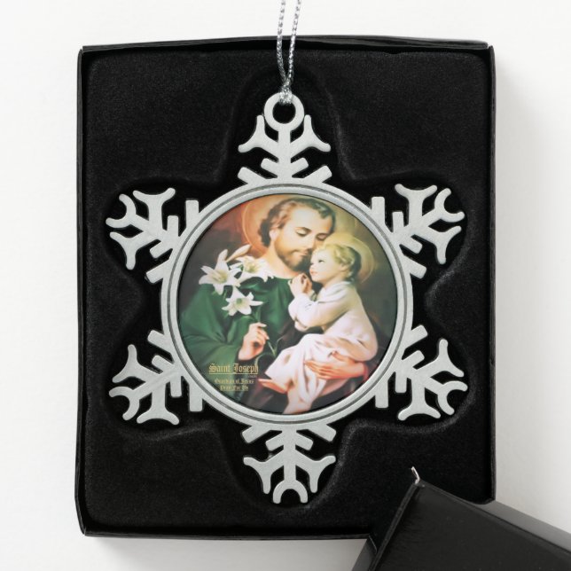 Saint Joseph, Guardian of Jesus Schneeflocken Zinn-Ornament (Box)