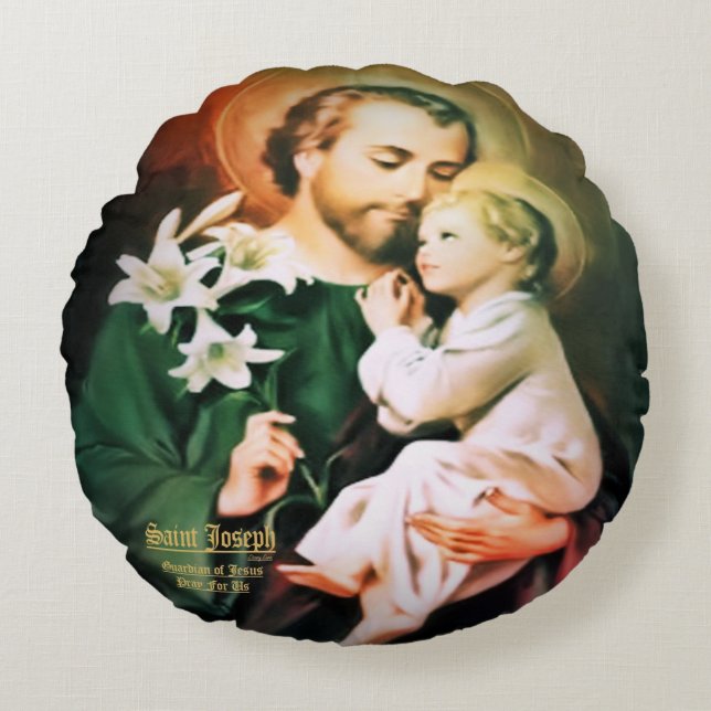 Saint Joseph Guardian von Jesus Throw Kissen (Vorderseite)