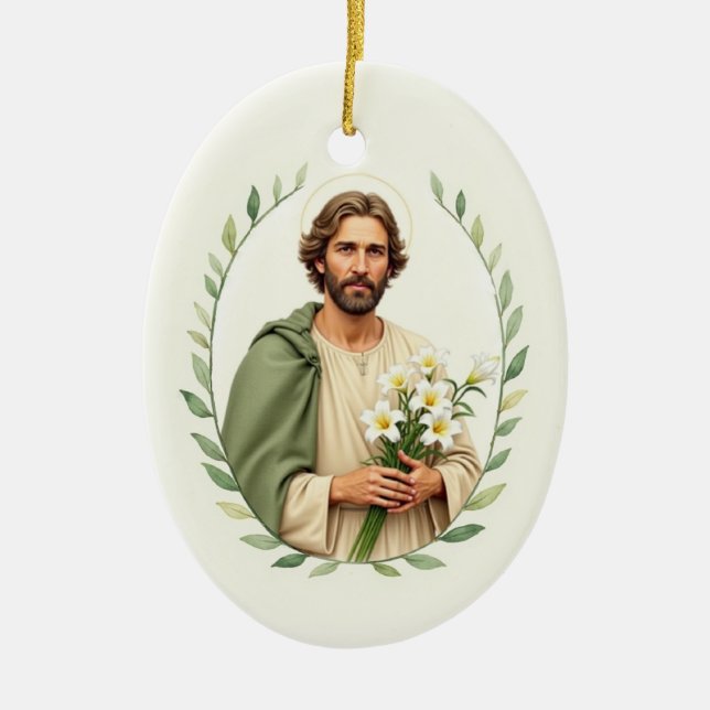 Saint Joseph Katholische Hingabe Keramik Ornament (Vorne)