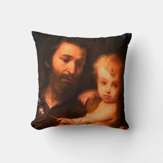 Saint Joseph mit Christus Kind Kissen (Vorderseite)