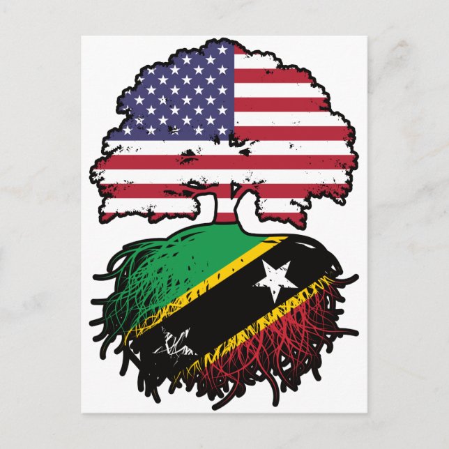 Saint Kitts Kittitian American USA Tree Roots Flag Postkarte (Vorderseite)