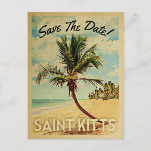 Saint Kitts Save The Date Vintage Strand Palme Ankündigungspostkarte