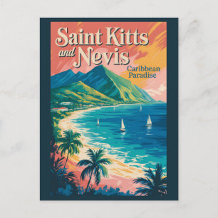Saint Kitts und Nevis Landschaft Illustration Retr Postkarte