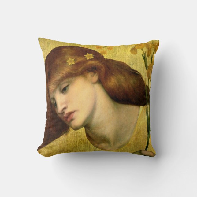 Saint Lily [Sancta Lilias] (von Gabriel Rossetti) Kissen (Vorderseite)