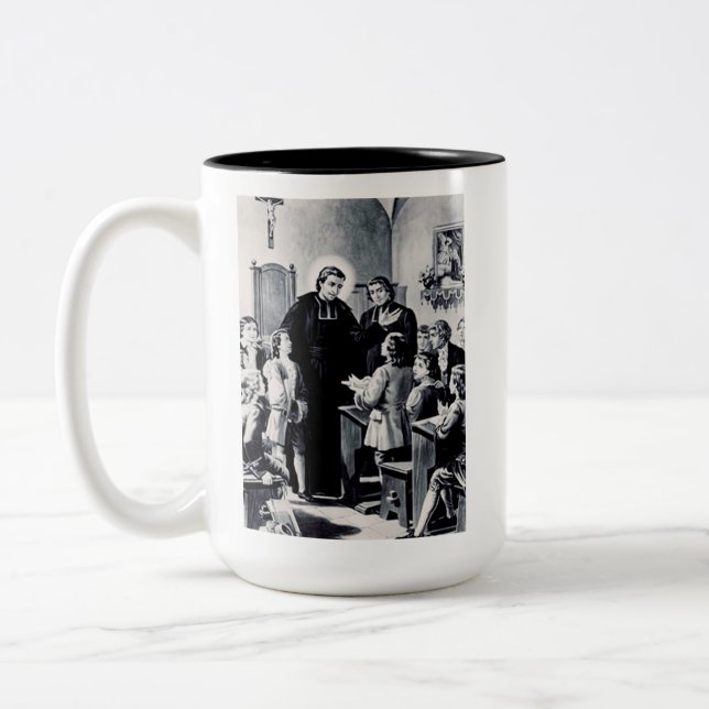 Saint Louis de Montfort französischer Priester Zweifarbige Tasse (Links)