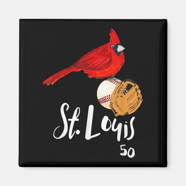 Saint Louis Red Cardinal Number 50 Baseball Art  Magnet (Vorne)