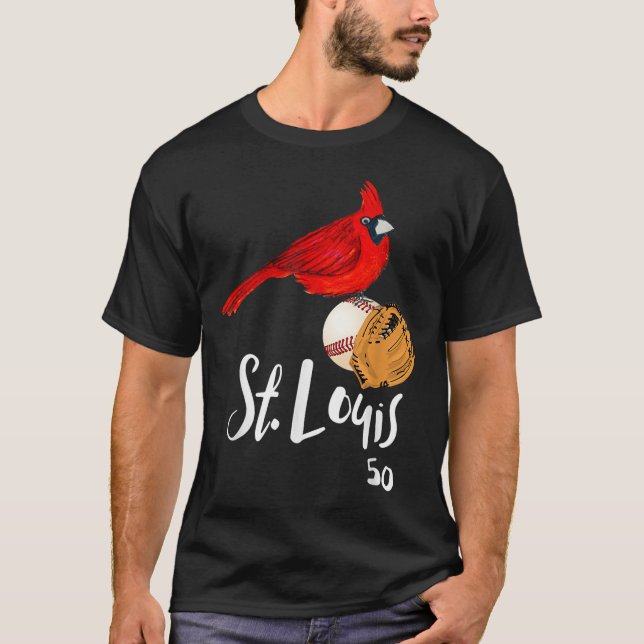 Saint Louis Red Cardinal Number 50 Baseball Art  T-Shirt (Vorderseite)