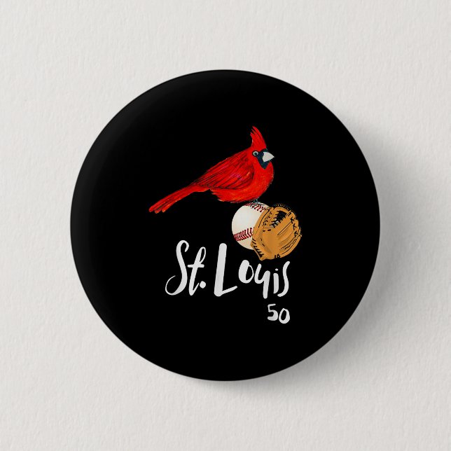 Saint Louis Red Cardinal Nummer 50 Baseball Kunst  Button (Vorderseite)