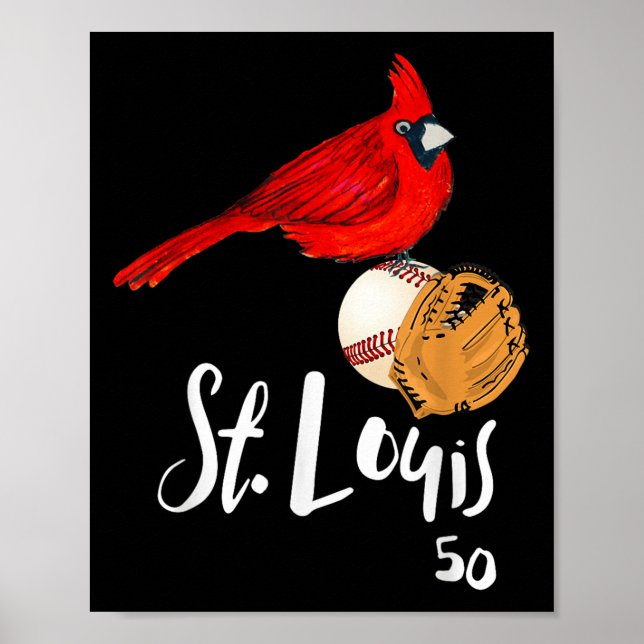 Saint Louis Red Cardinal Nummer 50 Baseball-Kunst  Poster (Vorne)