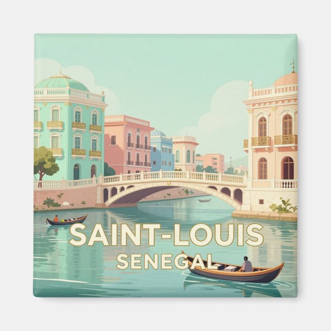 🌊 Saint-Louis Senegal Flussinsel Magnet (Vorne)