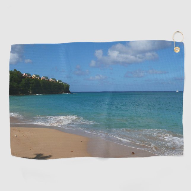 Saint Lucia Beach Tropical Ferien Landschaft Golfhandtuch (Horizontal)