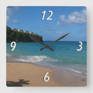 Saint Lucia Beach Tropical Ferien Landschaft Quadratische Wanduhr
